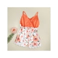 thumbnail image 3 of Baby Girls Jumpsuit Flower Stitching Sleeveless Sling V-Neck Leaf Print Cute Breathable Jumpsuit, 3 of 8