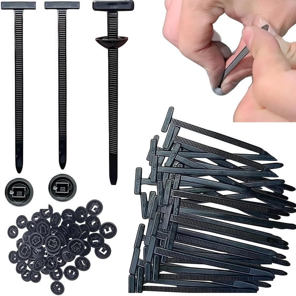 50 PCS Nylon Cable Tie Buckle Clips, Multifunctional Self-Locking Zip Ties Holder with High Tensile Strength for Home and Office Organization