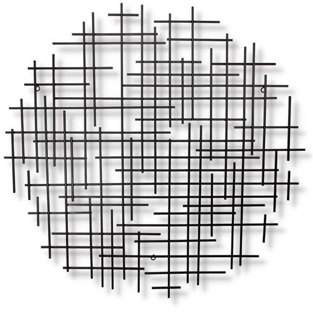Cheungs 5800BK Art Mural Rond en Métal Iquara, Noir - Grand