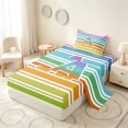 thumbnail image 2 of Manfei Rainbow Stripe Monogram Twin Sheets, Glitter Letter A Bedding, Multicolor White, Polka Dots Reversible 3 Pieces1 Flat Sheet + 1 Fitted Sheet + 1 Pillowcase, 2 of 6