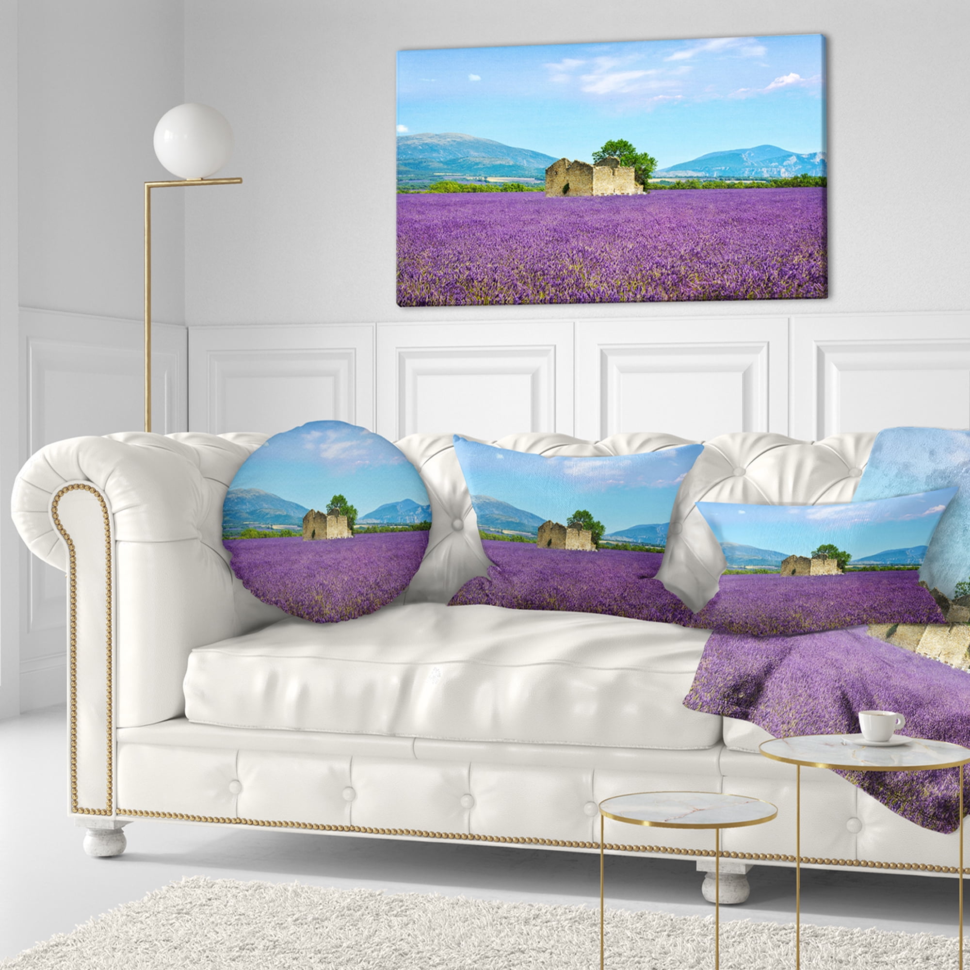 Designart 12" x 20" Blue Polyester Throw Pillow