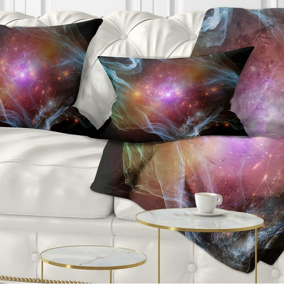 Designart Purple Lights of Network - Abstract Throw Pillow - 12x20