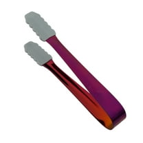 Hiroekza 304 Stainless Steel Food Tongs with Thickened Silicone Tips - Precision Kitchen Tweezer for Desserts, Charcuterie, BBQ, Ice Cubes & Appetizers Purple