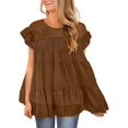 thumbnail image 1 of Hauts pour Femmes Décontractés Manches Courtes à Volants Blouse Tunique Ample, 1 of 3