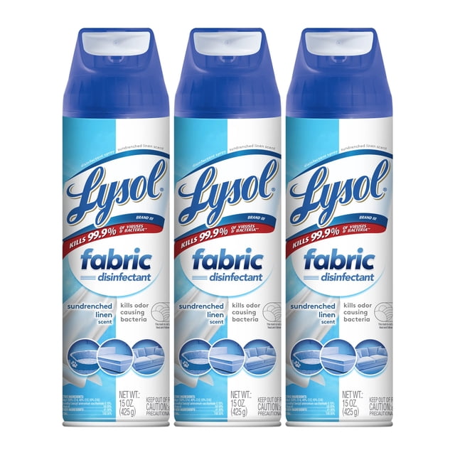 Spray desinfectante de telas Lysol, desinfectante para ropa de cama bañada por el sol, 450 ml