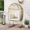 thumbnail image 2 of Outsunny Wicker Outdoor Rocking Chair, Oversized Egg Chair with Cushion, 2 of 10