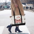 thumbnail image 4 of FORMRS Canvas Laptop Tote Bag for Women with 15.6" Computer Compartments Shoulder Handbag, Beige Christmas Santa, 4 of 7