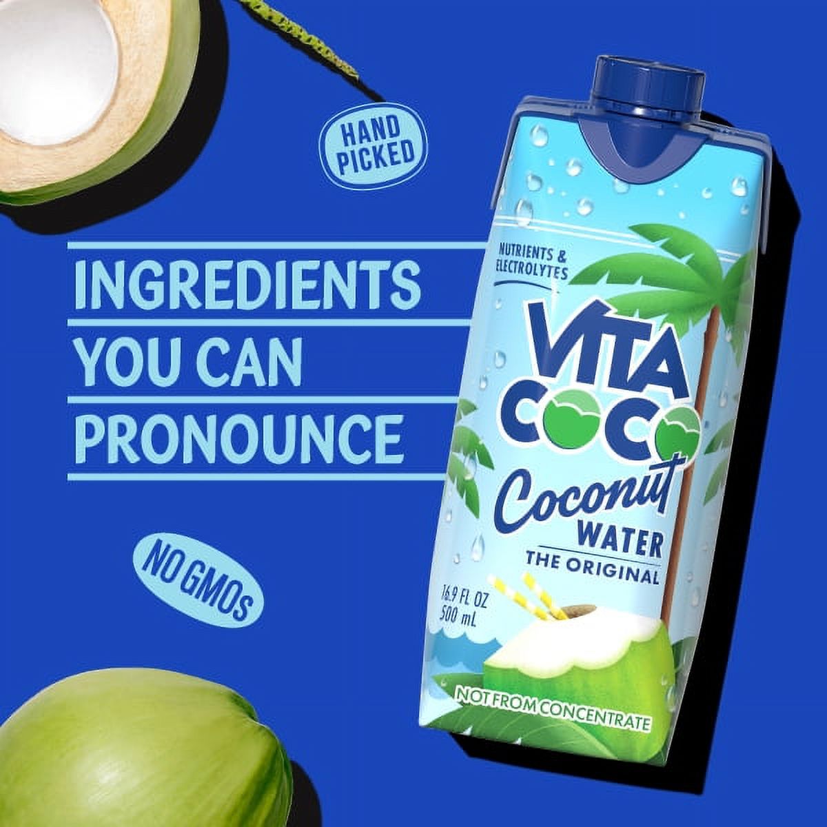 Vita Coco The Original Coconut Water, Nutrients & Electrolytes Rich, Pure, 16.9 fl oz Tetra, 4-Pack - image 2 of 8