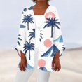 thumbnail image 2 of WTOBBY Women's Printed Lightweight Mid-Length Cardigan Jacket, Casual Fashion Cover-Up with Hawaiian AI Design, Long Sleeve Open Front Coat for Beach or Summer,White M, 2 of 5