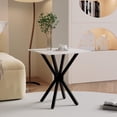 thumbnail image 5 of White Marble Side Table Set of 2, Modern Square End Table with Sintered Stone Top and Black Metal Legs, 5 of 6