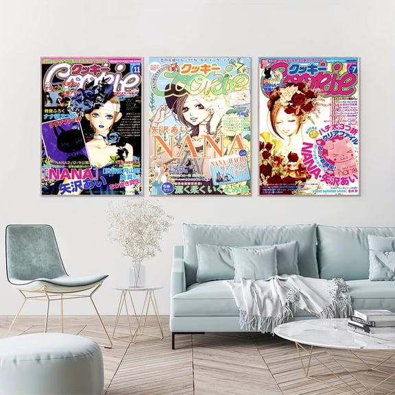 3pcs Japanese Cartoon Anime NANA Poster Wall Art Prints Canvas Painting Wall Decor Bedroom Decor Living Room Decor Home Decoration (No Frame)