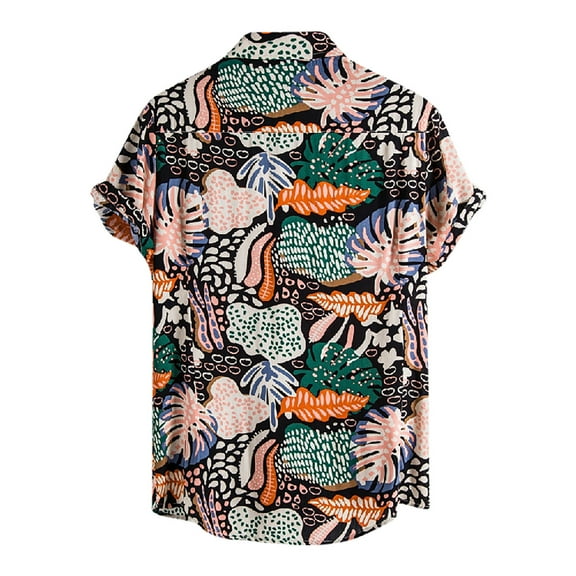 asdoklhq Clearance Coats Under $10.00 Plus Size,Men Short-Sleeved Printed Color Buttons Cardigan Casual Shirt Tops