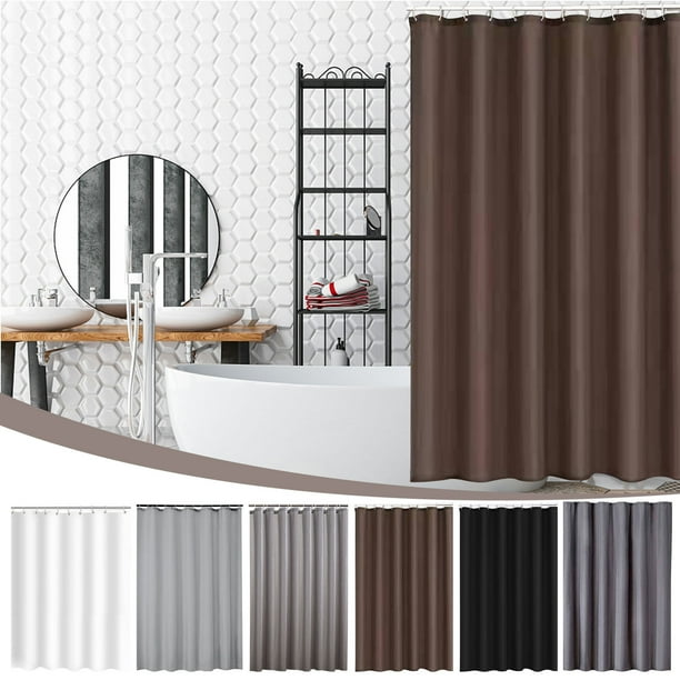 Xihbxyly Cortina de Ducha Gris, Tela Gruesa de Color Liso, Ojales Resistentes a La Oxidación, Poliéster de Secado Rápido, Cortina para Puerta o Mampara de Baño, Fácil de Limpiar, 180 X 180 Cm