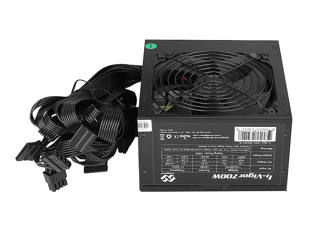 Bluegears b-Vigor 700W 80+ Efficency equivalent 115-230V All Black Ribbon Cable Gaming PC ATX Power Supply