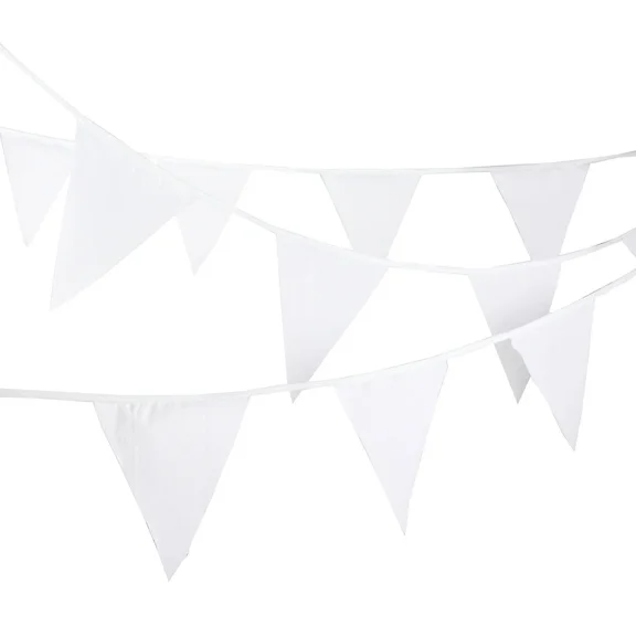10m Pure White Cotton Pennant For Outdoor Garden Wedding Party