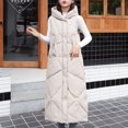 thumbnail image 4 of HAPIMO Puffer Vest Women Puffy Vest Lightweight Puffer Waistcoat Full Zip Up Outerwear with Hood Winter Long Coats Sleeveless Jackets Pockets White XL, 4 of 5