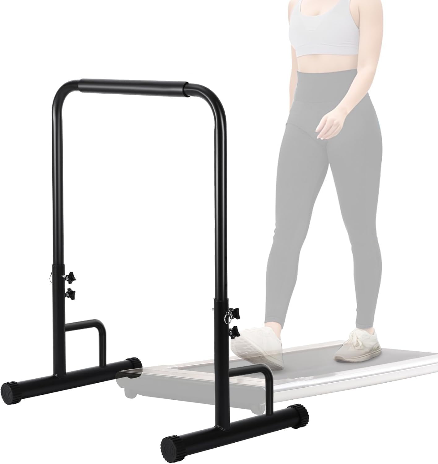 Walking Pad Handle Bar Only, Compatible with Walking Pads 30.7'' Wide,Handrail Height Max 39.37'', Parallettes Bar, Non-Slip Base, Tool-Free Assembly