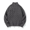 thumbnail image 4 of Kalauyu Men's Round Neck Knitted Cardigan Unisex Solid Color Warm And Loose Sweater Jacket, 4 of 9