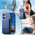 thumbnail image 3 of For iPhone 16 Wallet Phone Case,Twill Pattern Design,With Card Slots,Flip Premium PU Leather Magnetic Closure Kickstand Heavy Duty Protective Shockproof Rugged Phone Case,Blue, 3 of 9