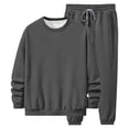 thumbnail image 5 of Men's Fleece Crew Neck Tracksuit Long Sleeve Sweatshirt & Drawstring Jogger Pants Set Dark Gray XXL, 5 of 5