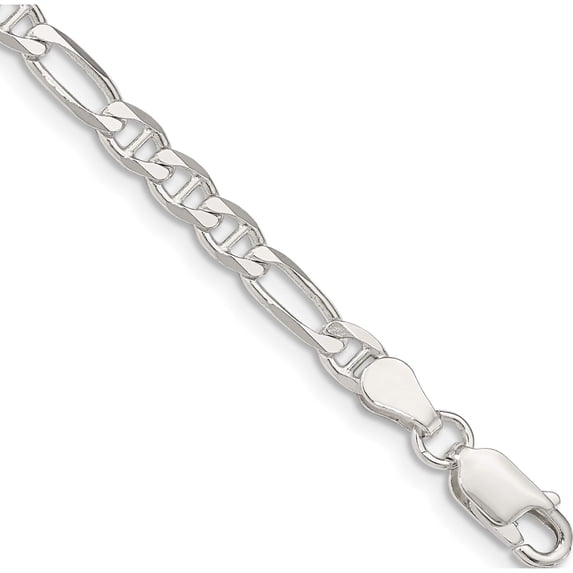 Sterling Silver 3.75mm Figaro Anchor Chain (8 X 3.75) Made In Italy qaf100-8