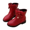 thumbnail image 3 of Eltusu Little Girls Booties, Thermal No Slip Plateform Waterproof Winter Boots Wine Size 13(Little Kids), 3 of 6