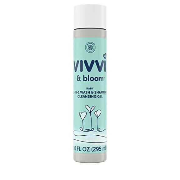 VIVVI & BLOOM Gentle 2-in-1 Baby Wash & Shampoo Cleansing Gel, Leaves Sensitive Skin Feeling Healthy & Moisturized, Tear-Free, Formulated Without sulfates, paraben, and Dyes, 10 fl. Oz