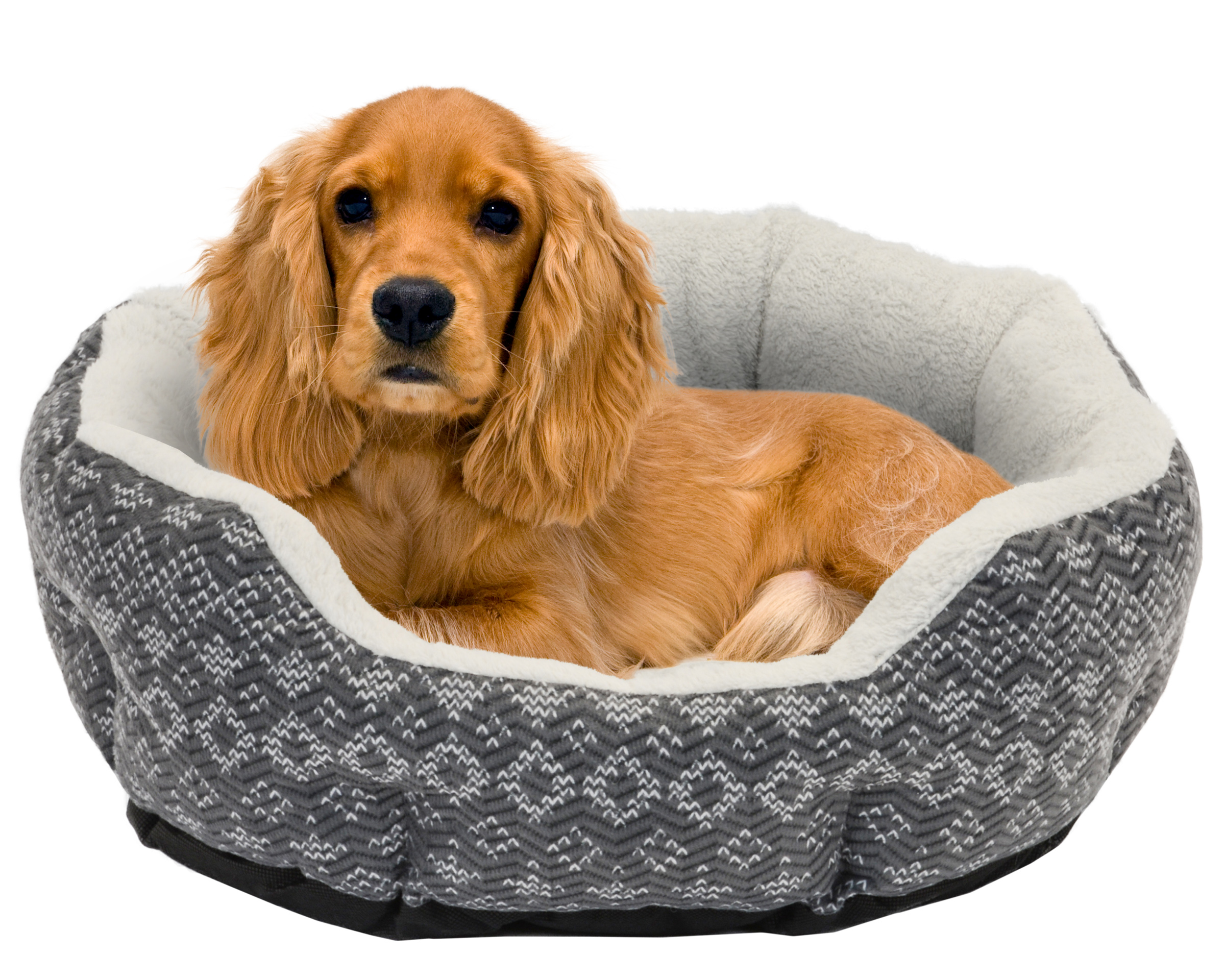 Holiday Time Cozy Winter Cuddler Dog Bed, Gray, Small, 19"L x 15"W x 6.