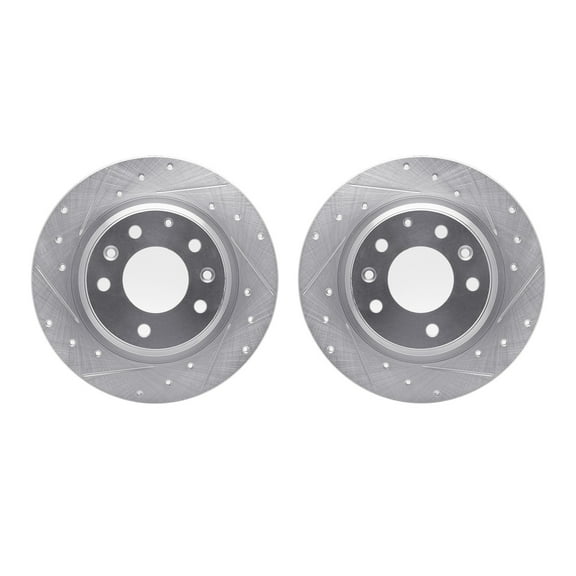 Dynamic Friction Company Rear Brake Rotors-Drilled and Slotted-Silver 7002-54232
