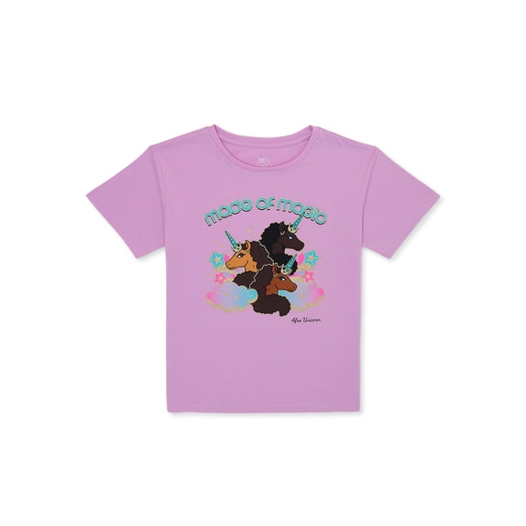 Afro Unicorn Girls Magic Graphic T-Shirt, Sizes 4-18