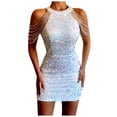 thumbnail image 2 of Lilgiuy Women's Round Neck Fashion Casual Solid Color Slit Irregular Sleeveless Dress Skirt Zipper Dress Summer Sales, 2 of 5