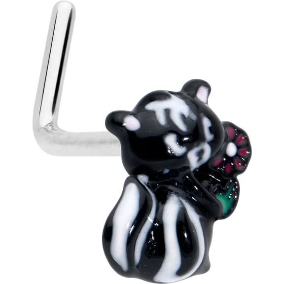 Body Candy Womens 20G 7mm 316L Surgical Steel L Shaped Nose Ring Funky Skunk Mens Nose Stud Body Piercing Jewelry
