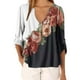 thumbnail image 3 of Blusa Camisa con cuello en V y estampado floral Blusa suelta de manga larga Top de mujer, Blanco, 5XL Speravity AP002021-40, 3 of 5