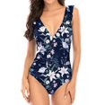 thumbnail image 4 of OUSITAID Swimsuit Women One Piece Bathing Suit For Women Plus Size Swimsuit For Women Print Monokini Tummy Control Swimwear Ruffled Lace Up Deep V Neck High Waisted Bathing Suits, 4 of 4