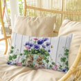 thumbnail image 4 of Spring Easter Pillow Covers, Linen Long Throw Pillow Case, Purple Floral Summer Botanical Vintage Holiday Pillow Protector Decorative Cushion Cover for Living Room/Bedroom 12" x 20", 4 of 8