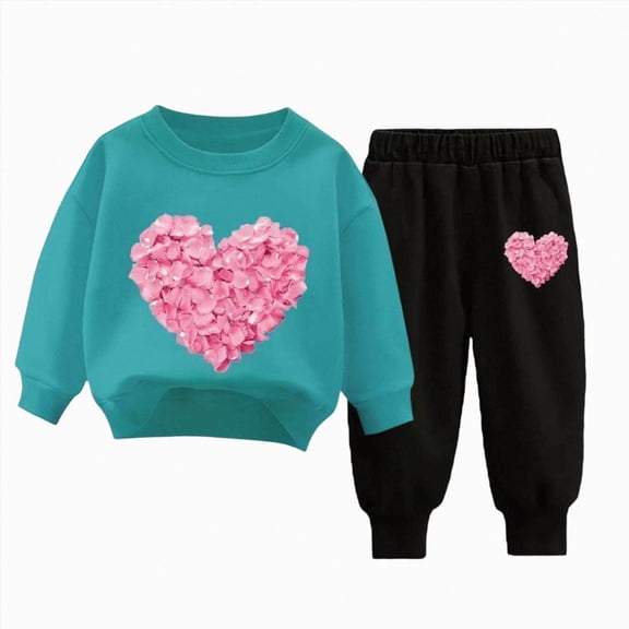 NIEWTR Toddler Girl Girl Fall Winter Outfit Letter Sweatshirts and Jogger Pants Set 2PCS Long Sleeve Sweatshirts Jogger Pants Set 12-24 Months Toddler Winter Pajamas(A-Sky Blue,5-6 Years)