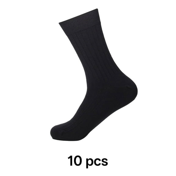 TELOLY Dress Socks Men,Durable Dress Socks Mens Black Socks,High-Quality Polyester Dress Socks for Men 9-12,Black