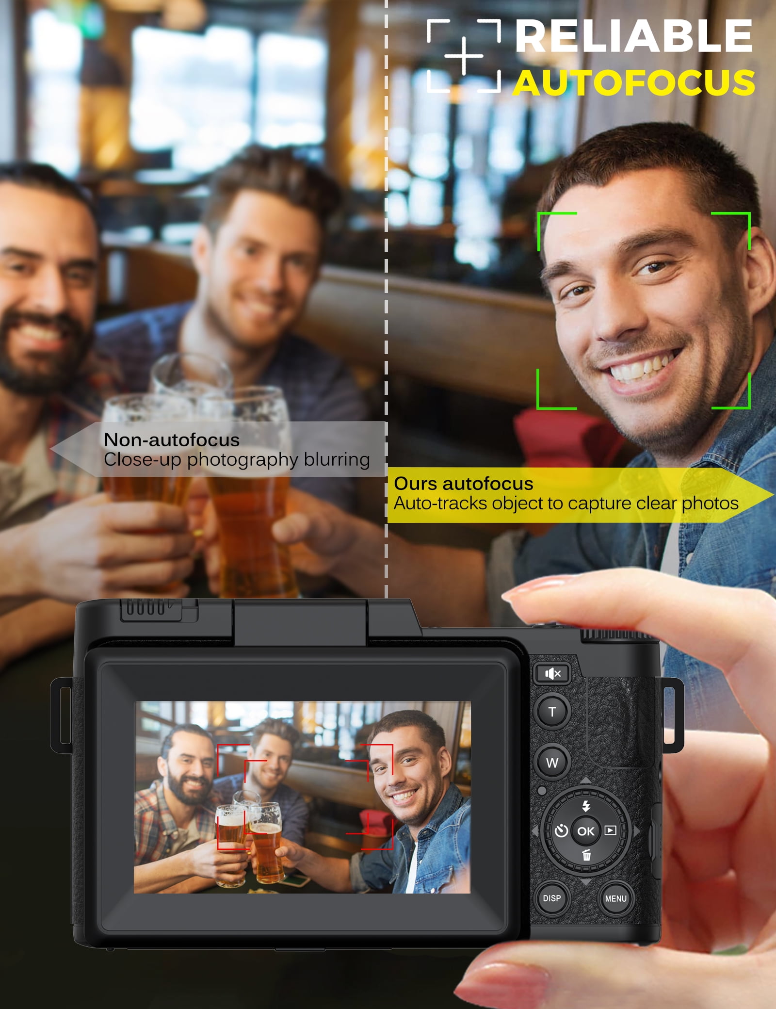 5K Vlogging Camera with WiFi 64MP 4K Digital Camera for Photography Vlog Camera with Flip Screen Video Camera for YouTube with Selfie Light, Mini Tripod, Batteries