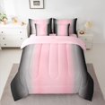 thumbnail image 2 of Homewish Stripes Pattern 7-Piece Twin Bedding Sets,Modern Abstract Geometric Bedding Comforter Set,Pink Gray Black Ombre Sheet Sets For Boys Girls,Breathable Home Decor Reversible, 2 of 8