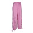 thumbnail image 2 of hirigin  Goth Pink Cargo Pants Women Lace up Low Waisted Sweatpants Sporty Baggy Casual Summer Streetwear Joggers With Pockets, 2 of 8