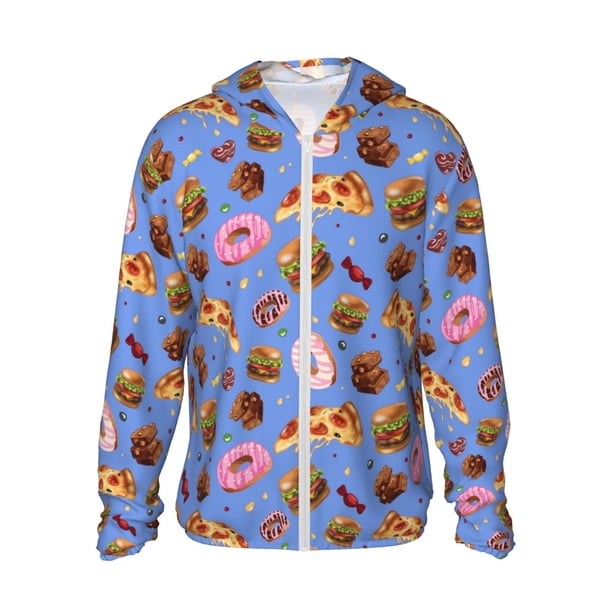 Fotbe Fastfoods Chaqueta con Protección Solar UPF 50+ para Hombre y Mujer, Camisa con Capucha y Bolsillos-Large