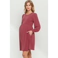 thumbnail image 2 of Solid Round Neck Maternity Skater Dress with Pockets, 2 of 3