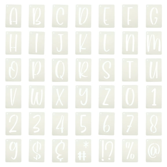Uxcell 1" Letter Number Stencils, 42Pcs Rectangle Reusable Letter and Number Stencil Templates for Painting on Wall Wood Fabric Signage, Uppercase Letter Style