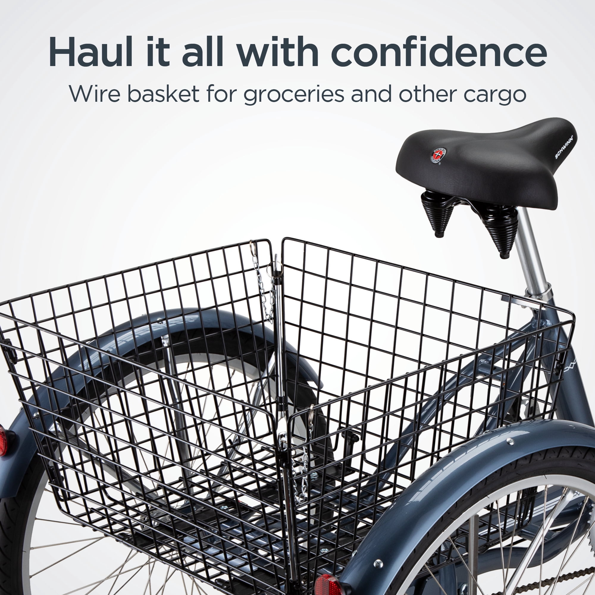 Schwinn Meridian Adult Tricycle with Basket, 24 Inch Wheels, Ages 14+, Slate Blue