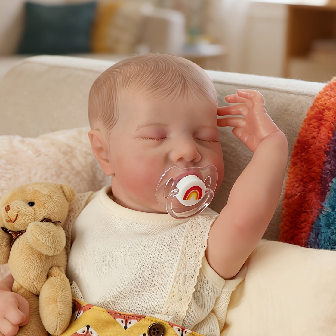 18 Inch Reborn Baby Doll Levi, Handmade Realistic Newborn Baby Doll, Full Vinyl Lifelike Baby Doll Collectible Toy, Home Decoration Gift For Birthday