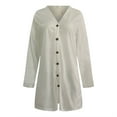 thumbnail image 7 of BONIXOOM Fall Cardigans For Women 2023 Cardigan Women Long Sleeve Buckle Solid Vacation Cardigan White 4XL, 7 of 7