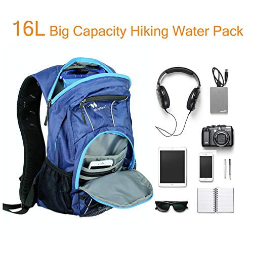 Climbing Running Multiple Storage & Security Features Prefect Outdoor Gear for Cycling Hydration Hiking Backpack 16L Sport Water Lightweight Daypack with 2L Leak-Proof Bladder for Women Men 