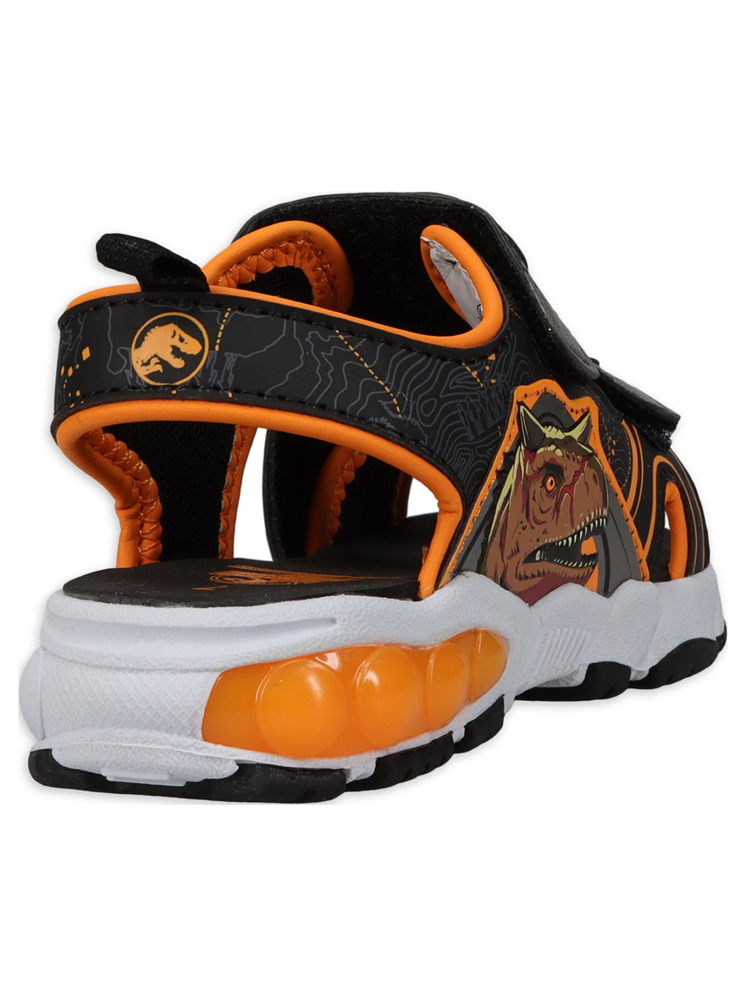 Jurassic World Unisex Kids Lighted Sport Sandals, Orange & Black, 7-12