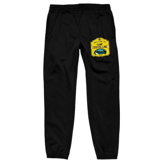 Friday The 13th Welcome To Camp Crystal Lake Men's Black Jogger Pants-Medium