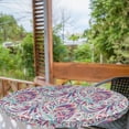 thumbnail image 2 of Ambesonne Abstract Boho Fitted Round Tablecloth, Vintage Leafy Motif, 56"- 60" Diameter, Almond Green Magenta, 2 of 5